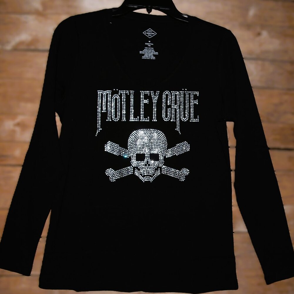 Motley Crue Rhinestone long sleeved Vneck shirt XS S M L XL XXL 1X 2X 3X 4X 5X - Picture 3 of 7